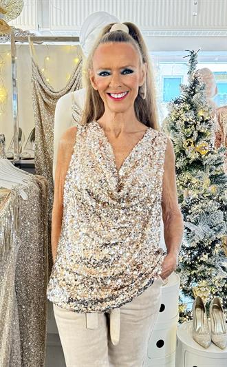 Staun glitter top i guld look 